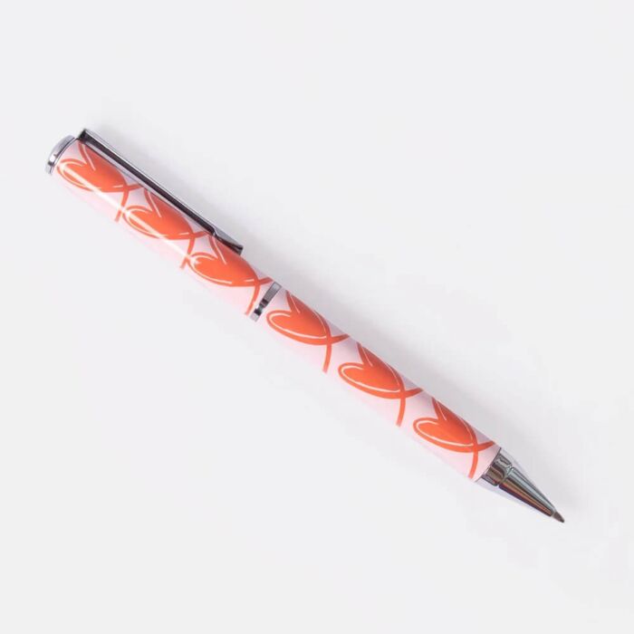 Caroline Gardner Pink/Orange Looped Hearts Boxed Pen